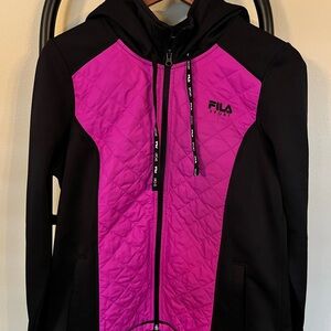 Fila Women's Black and Pink Sports Jacket